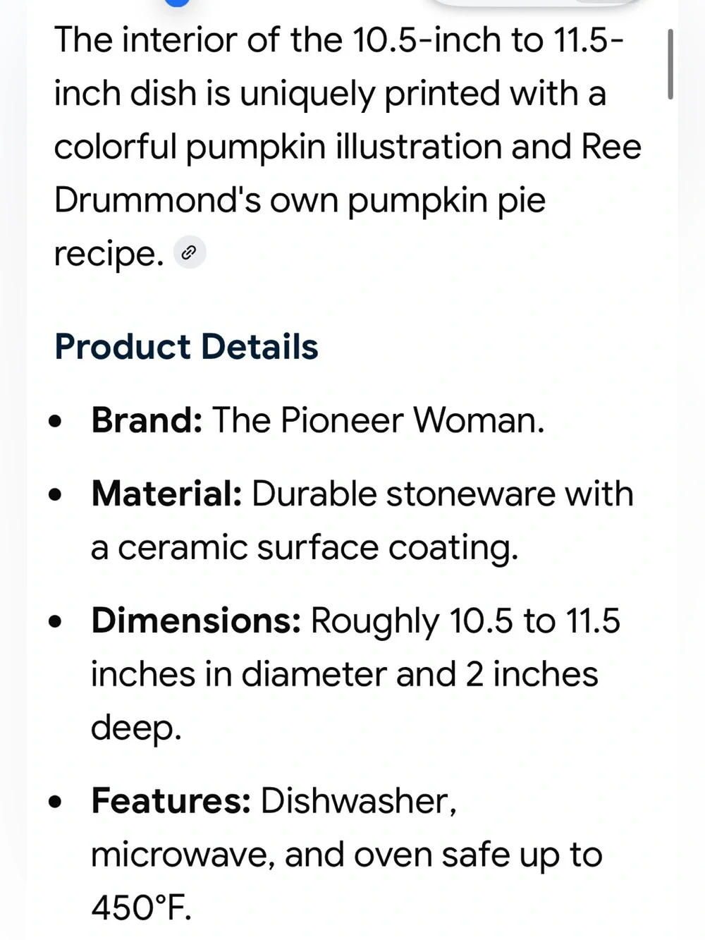 50%offw❤️ Rare Pioneer Woman Dazzling Dahlias 11.5-Inch Pumpkin Recipe Pie Plate